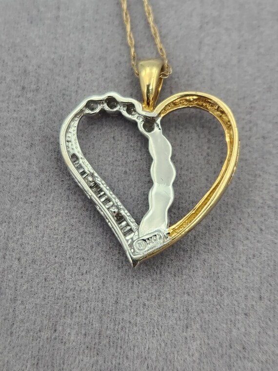 10k Two Tone Gold Heart Diamond Pendant - image 2