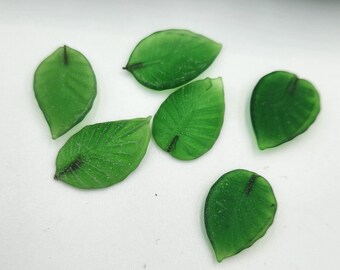 Vintage Green Glass Leaves