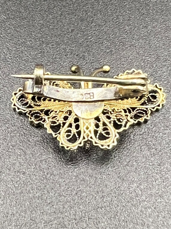 Silver .800 Multitone Butterfly Pin - image 3
