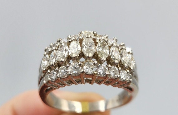 14K White gold diamond cocktail ring - image 2