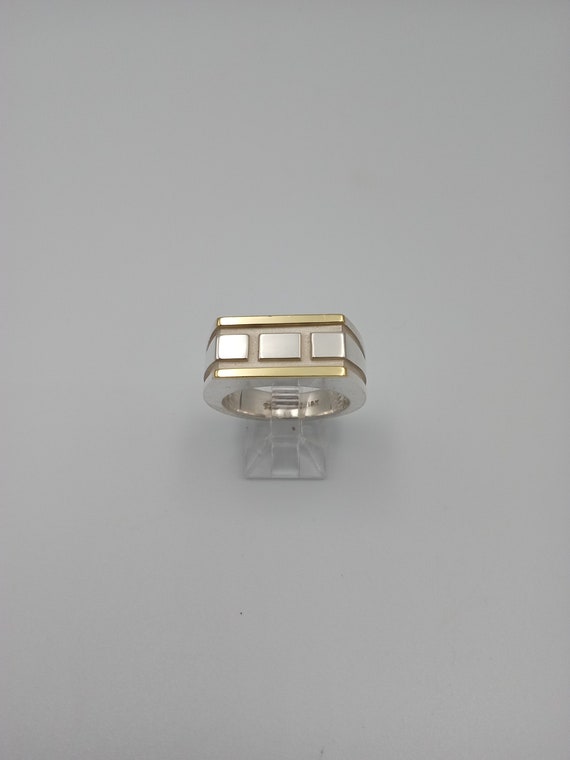 Two-Tone Sterling Silver &18k Gold Ring - image 1