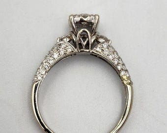 14k White Gold Diamond Halo Engagement Ring, Size 8