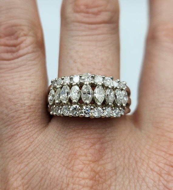 14K White gold diamond cocktail ring - image 1