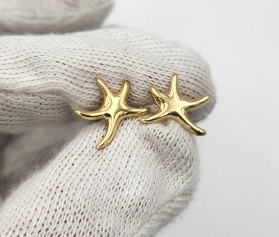 14k Yellow Gold Starfish Stud Earrings