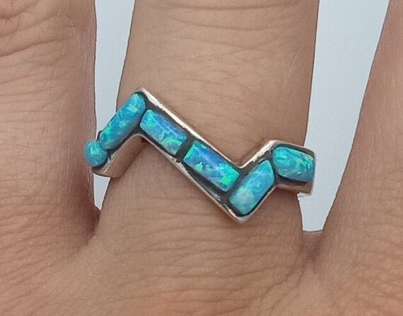 Blue Opal sterling silver ring - image 2
