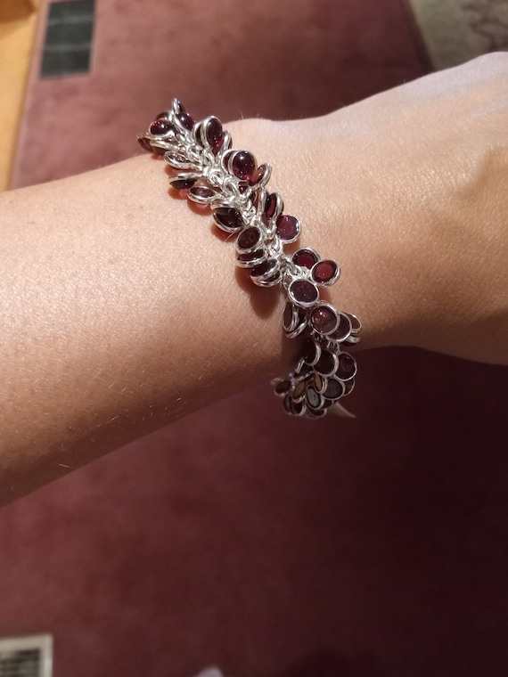 Sterling Silver Garnet Bracelet - image 1