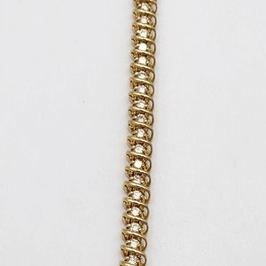 Vintage 14k Yellow Gold Diamond Tennis Bracelet