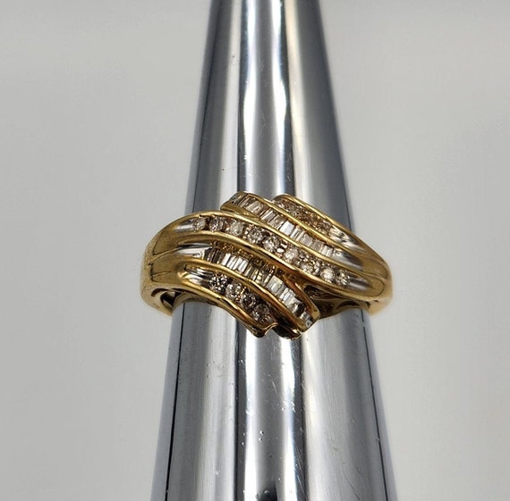 10k Yellow Gold Channel Set Diamond Ring, Size 6.… - image 3