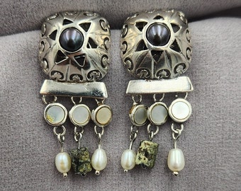 Vintage Sterling Silver Pearl Earrings