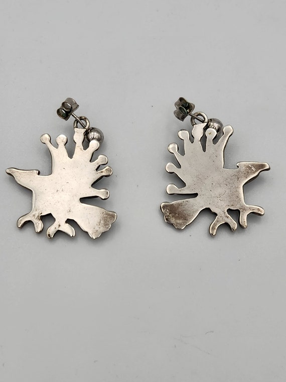 Vintage Sterling Silver Zuni Eagle Earrings - image 3