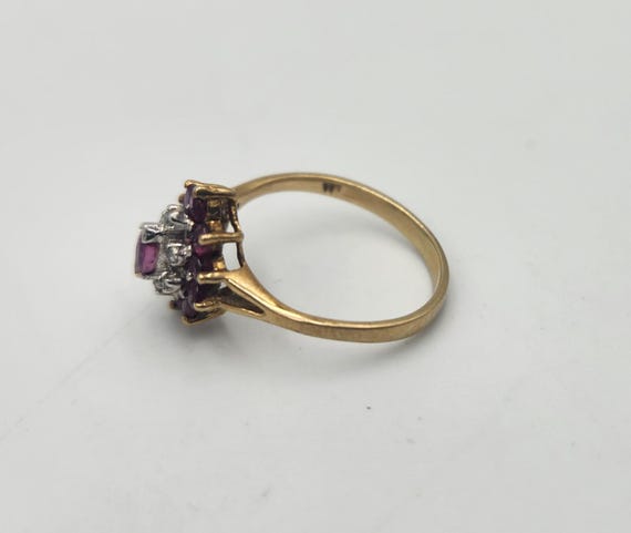 10k Yellow Gold Ruby & Diamond Ring, Size 6 - image 3