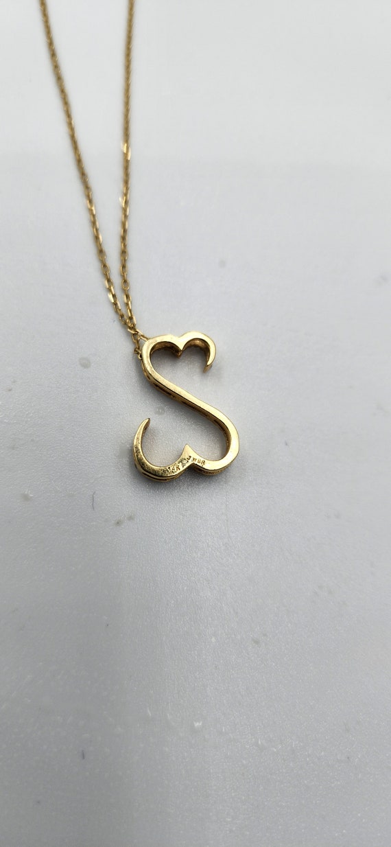 14k Yellow Gold Diamond Open Heart Necklace - image 3