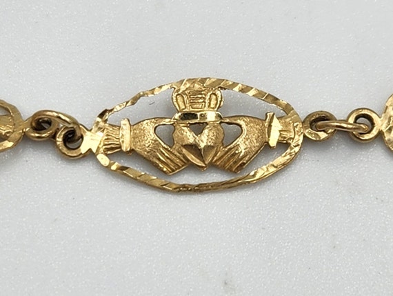 10k Yellow Gold Claddagh Bracelet, 7.25 in - image 4