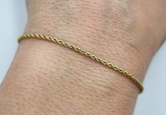 14k Yellow Gold Rope Bracelet, 7 in - image 1