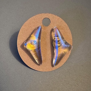 Dichroic fused clear glass earring studs