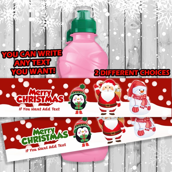 Editable Christmas Party Fruit Shoot Label, Bottle Label, Fruit Shoot Wrapper, Christmas Party Supplies and Favor, Printable Template