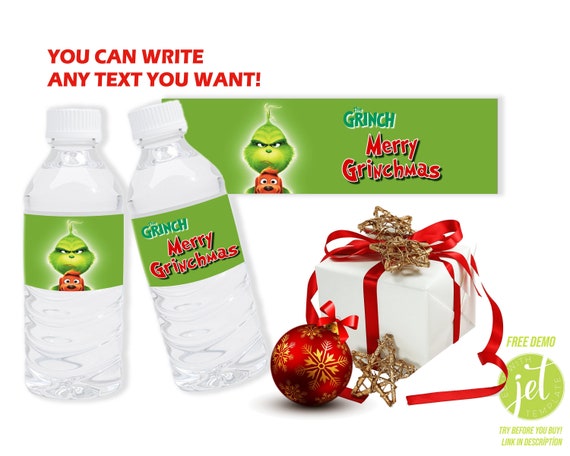 Grinch Water Bottle Label Template DIY