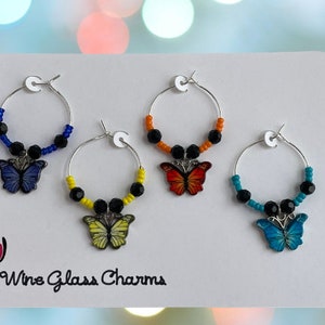 Wine Glass Charms, Butterflies, Wine, Butterfly, Ladies Wine Glass Charms, Wine Glass, Charms, Butterfly Wine Glass Charms, Ladies Night