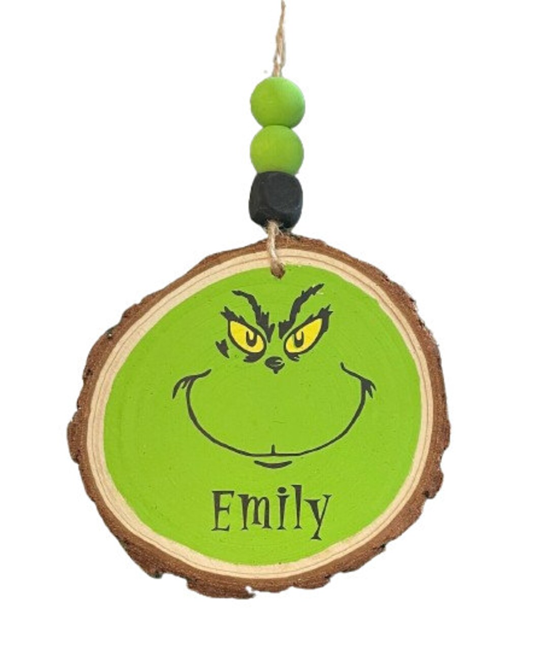 Slice Rinch Personalized Grinch Wood Slice Ornament: Handmade Holiday Decor - Etsy