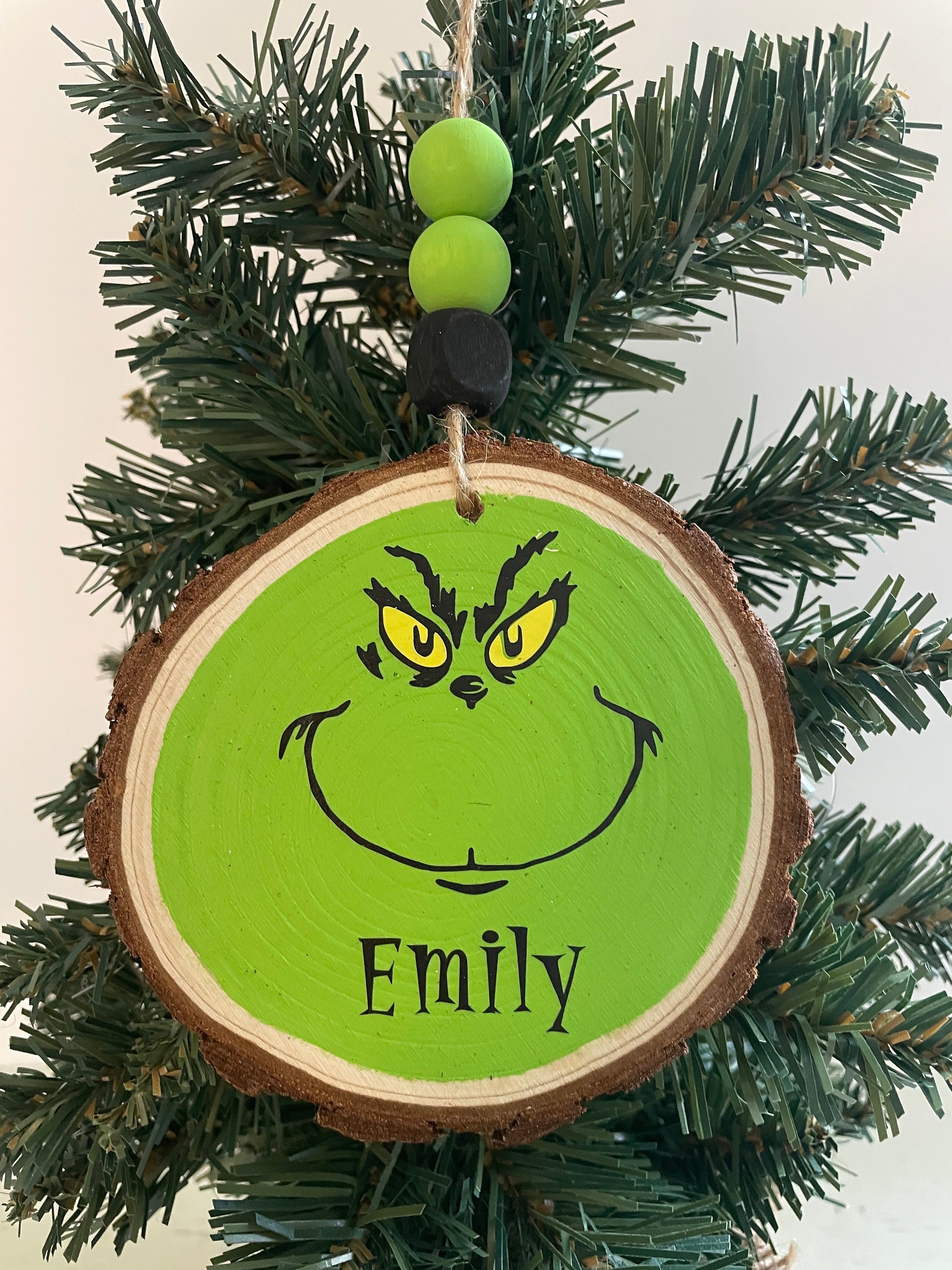 Slice Rinch Personalized Grinch Wood Slice Ornament: Handmade Holiday Decor - Etsy
