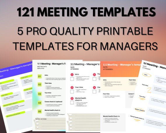 121 Meeting Templates for Managers Pack 1 - Etsy