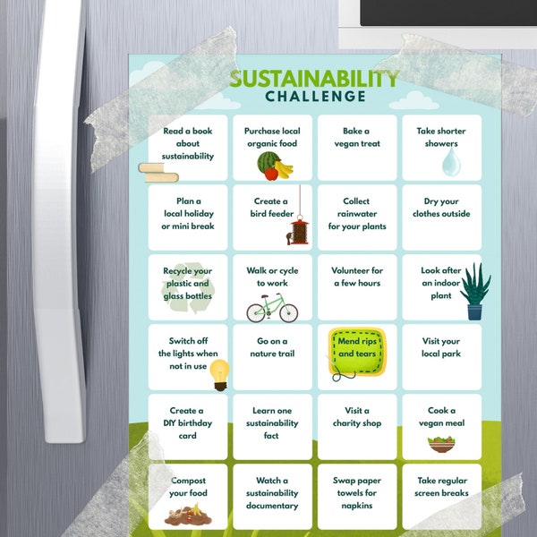 SUSTAINABILITY CHALLENGE Poster Wand Kunst Digitaldruck (A4)