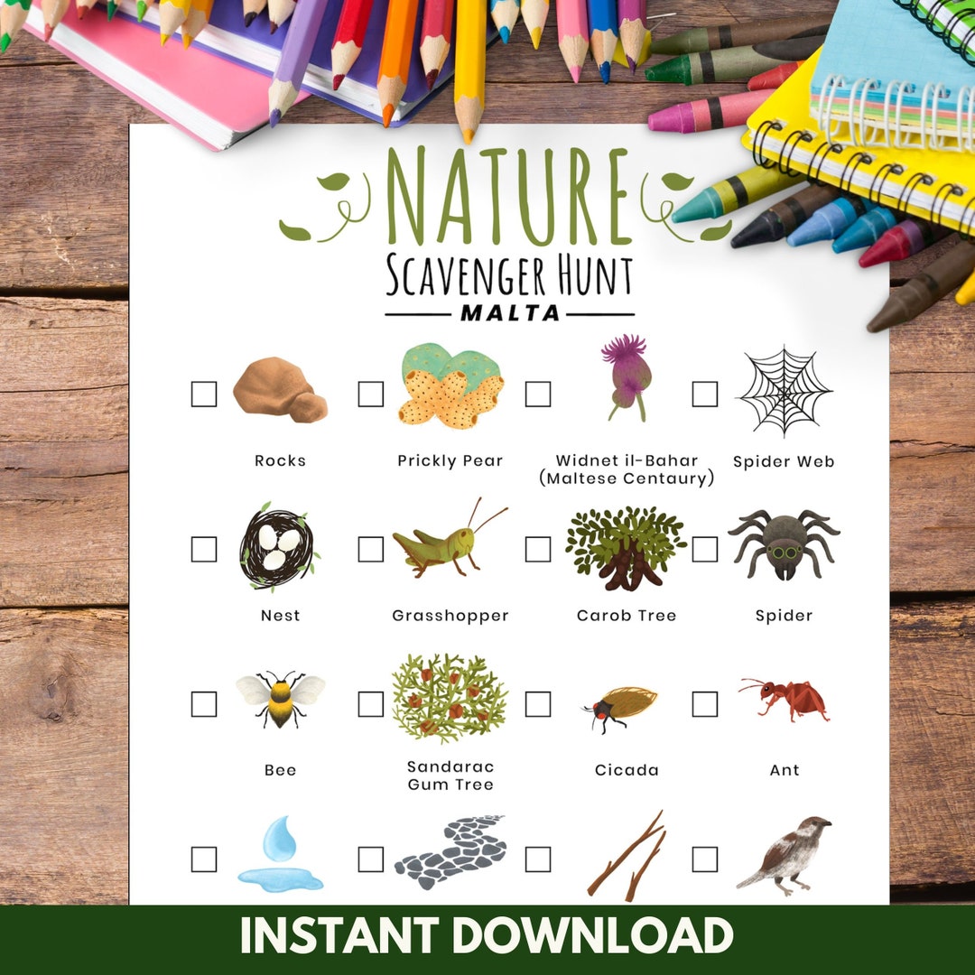 MALTA Nature Scavenger Hunt for Kids - INSTANT DOWNLOAD - Etsy