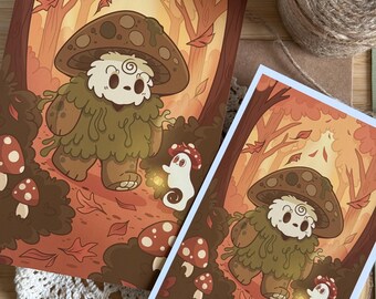 Forest Walk Art Print – Autumn Cottagecore Fantasy Wall Art featuring Brimble (8x5 or 6x4)