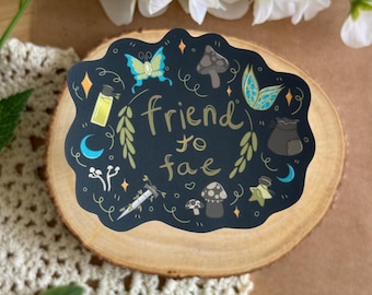 Friend to Fae Sticker – Whimsical Fairycore Vinyl Sticker | Fantasy Aesthetic for Journals, Laptops, and Scrapbooking