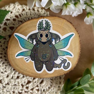 Holographic Sprout Fairy Sticker – Magical Vinyl Die-Cut Sticker | Forest Sprite with Wings | Soft Fantasy OC by Mothsteria Studio