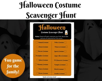 Halloween Costume Scavenger Hunt | Halloween Scavenger Hunt | Halloween Games | Halloween Fun | Printable Game | Halloween Printable