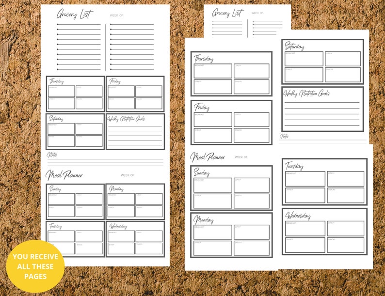 Printable Meal Planner / Grocery List / Landscape &amp; Portrait ...