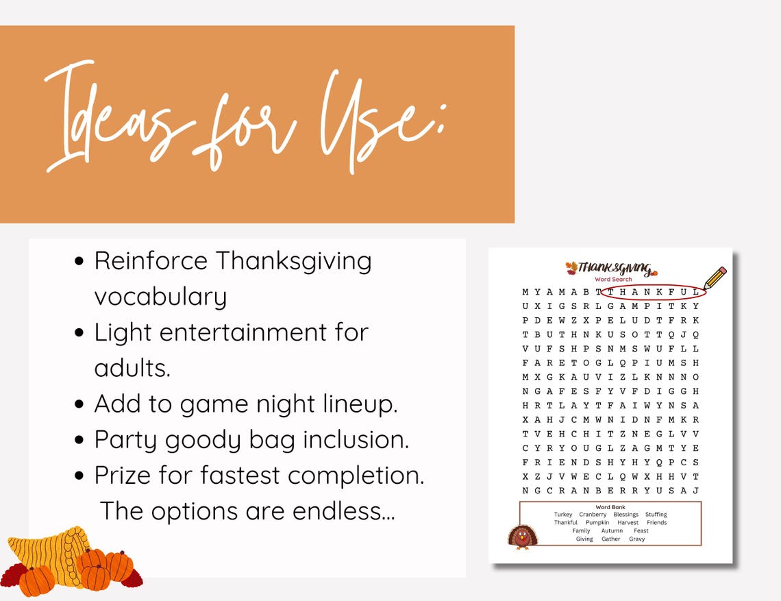 Thanksgiving Word Search | Printable Holiday Activity | Family ...