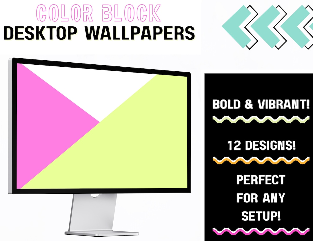 Minimalist Color Block Desktop Wallpapers: 12 Stylish Designs (instant ...