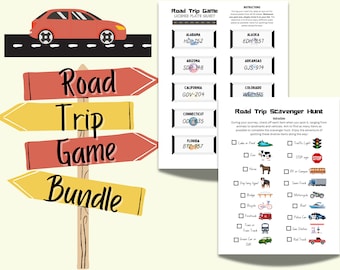 Road Trip Games Bundle: Scavenger Hunt & License Plate Game (PDF)