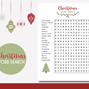 クリスマスワードサーチ：ホリデー教室ゲーム（PDFダウンロード）