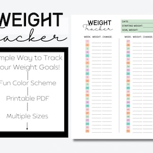Weight Tracker Printable: Health Planner (A4/A5/US Letter) (Instant Download)