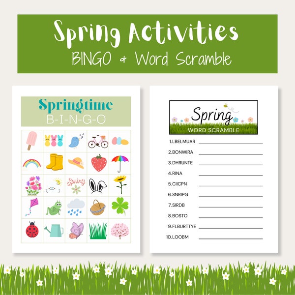 Spring Word Scramble | Spring BINGO | Spring Game Bundle | Spring Activities for Kids and Adults | Classroom Games | Fun Spring Party Games
