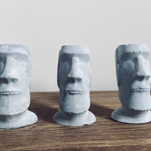 Concrete Moai Easter Island statues x 3.  home / garden.