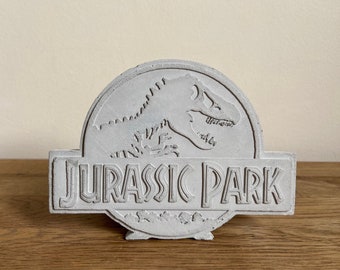 Jurassic Park T-Rex dinosaur rustic concrete sign / logo decoration garden / home.