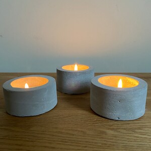 Concrete set of 3 tea light candle holders.