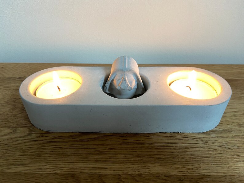 Star Wars concrete tea light candle holder. Featuring Darth Vader, stormtrooper and Boba Fett image 2