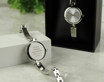 Personalised Silver Ladies Watch With Slider Clasp | Jewellery and Clocks | Gifts for Women | Presents for Friends and Family