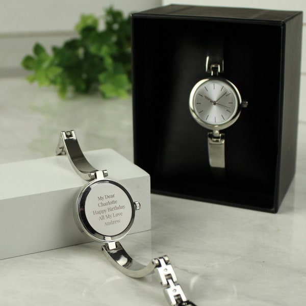 Montre Silver Ladies personnalisée avec fermoir coulissant | Bijoux et horloges | Cadeaux pour femmes | Cadeaux pour les amis et la famille