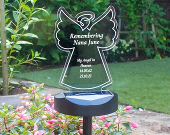 Lampe solaire extérieure personnalisée Angel Memorial | Décorations et accessoires de jardin | Souvenirs et Signes | Cadeaux pour la famille et les amis