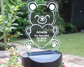 Personalised Bear Memorial Outdoor Solar Light | Garden Decorations and Accessories | Mementos and Signs | Gifts for Family & Friends