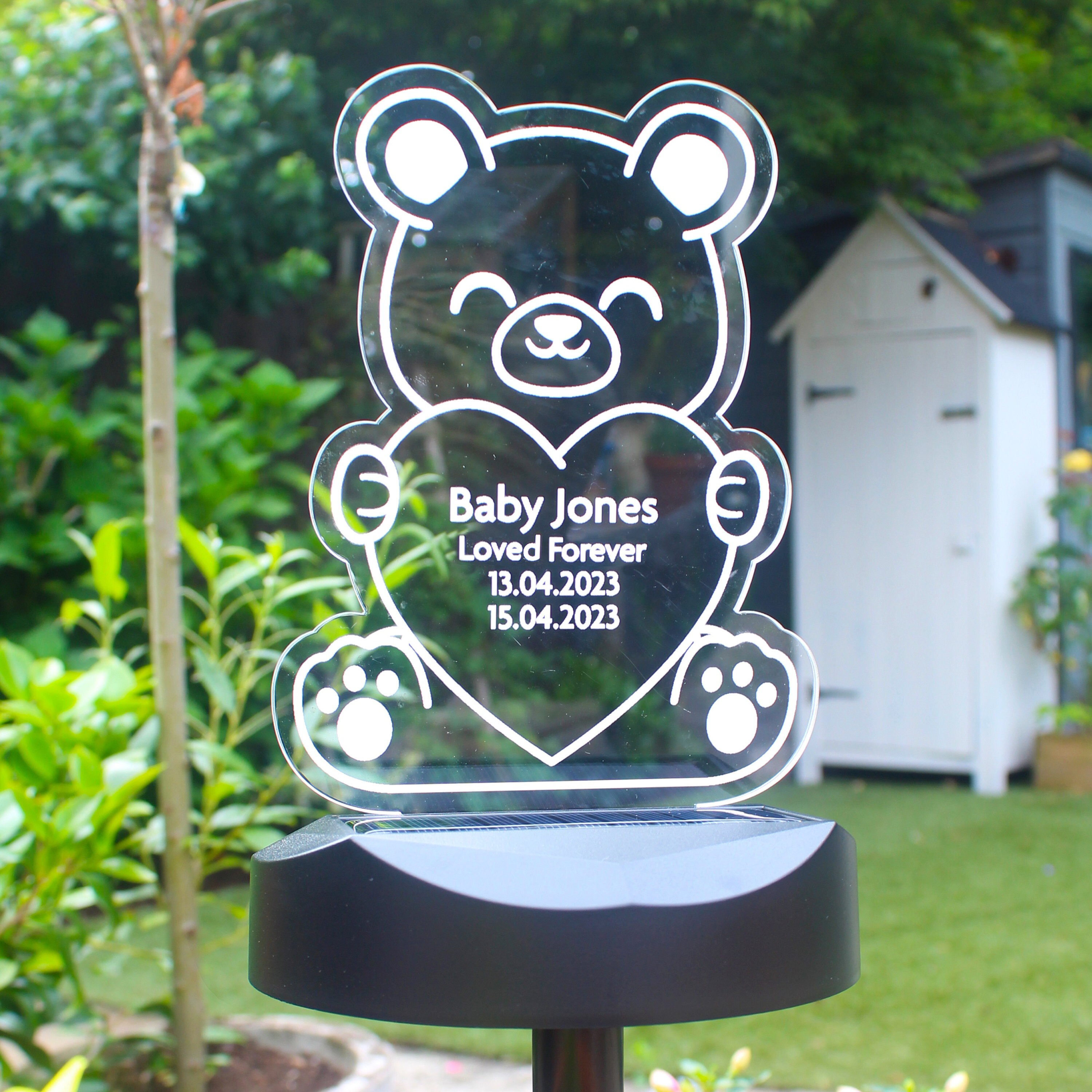 Personalised Bear Memorial Outdoor Solar Light Garden Decorations