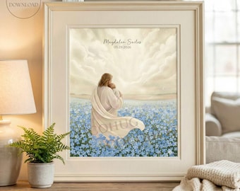 Baby Loss Gift, Infant Loss, Miscarriage Gift, Christian Artwork, The First Thing You Saw, Modern Christian Art, Jesus Holding Baby,