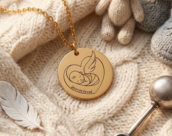 Regalo para bebé nacido muerto, collar conmemorativo para bebé ángel, pérdida infantil, aborto espontáneo, recuerdo conmemorativo personalizable