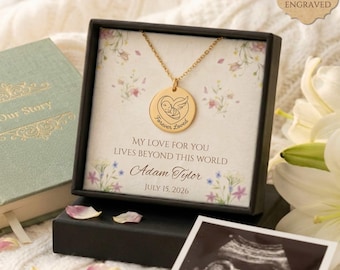 Angel Baby Memorial Necklace, Baby Loss Gift, Infant Loss, Miscarriage Gift, Forever Loved Custom Memorial Keepsake Laser Engraved